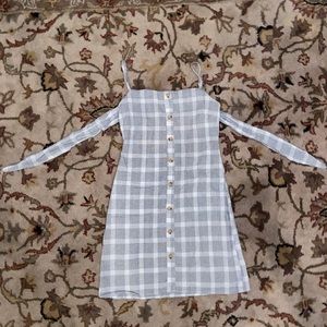 PacSun Grey & White Checkered Tie-Back Sun Dress